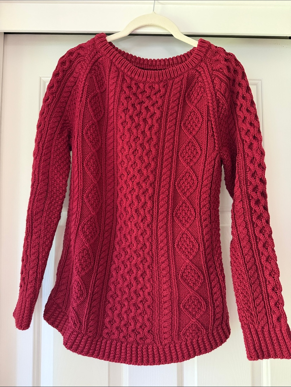LL Bean Signature Red Women’s Side-Zip Cable Knit Sweater XXS